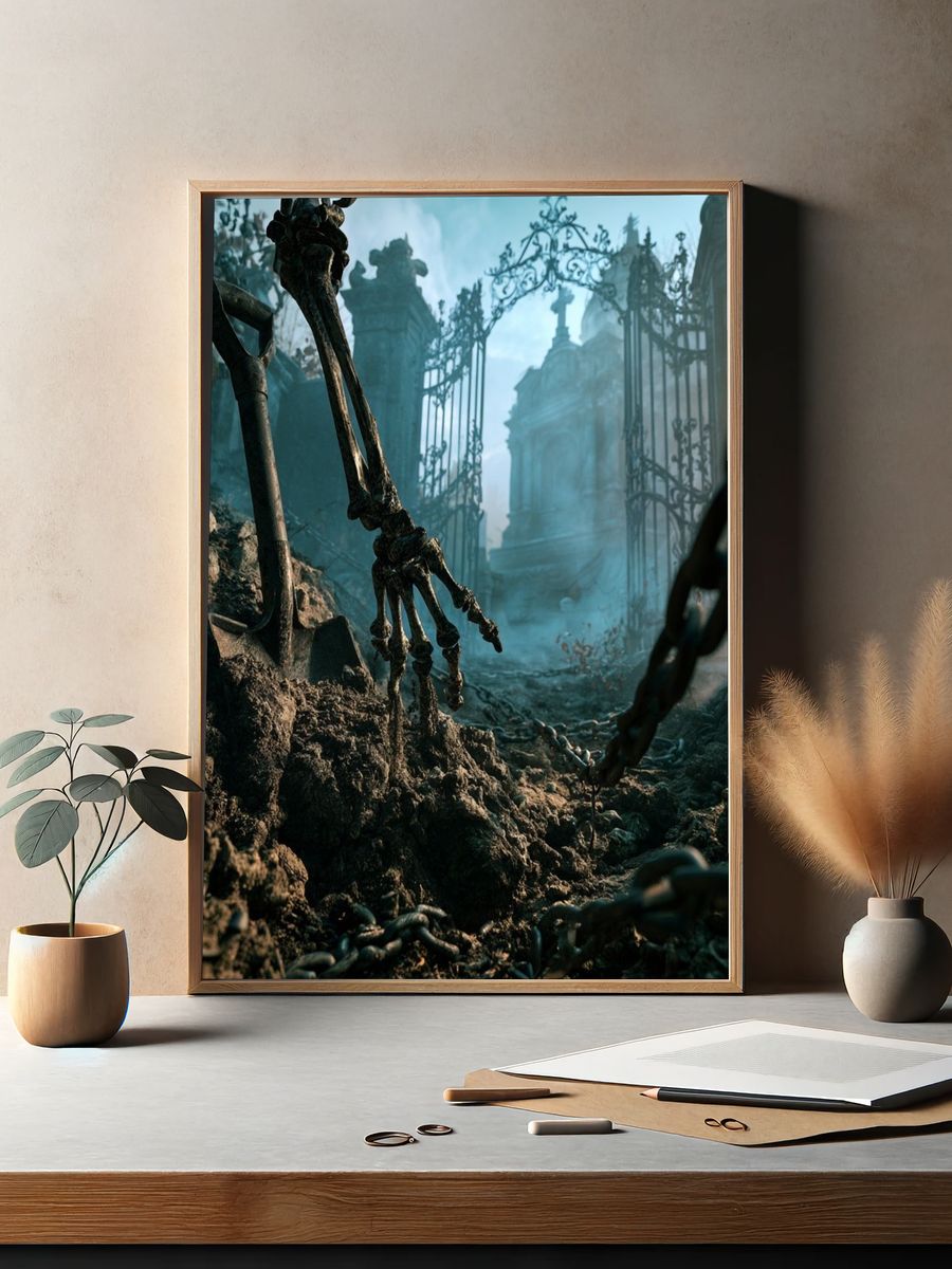 Haunted Graveyard Gate Poster. — room view 2