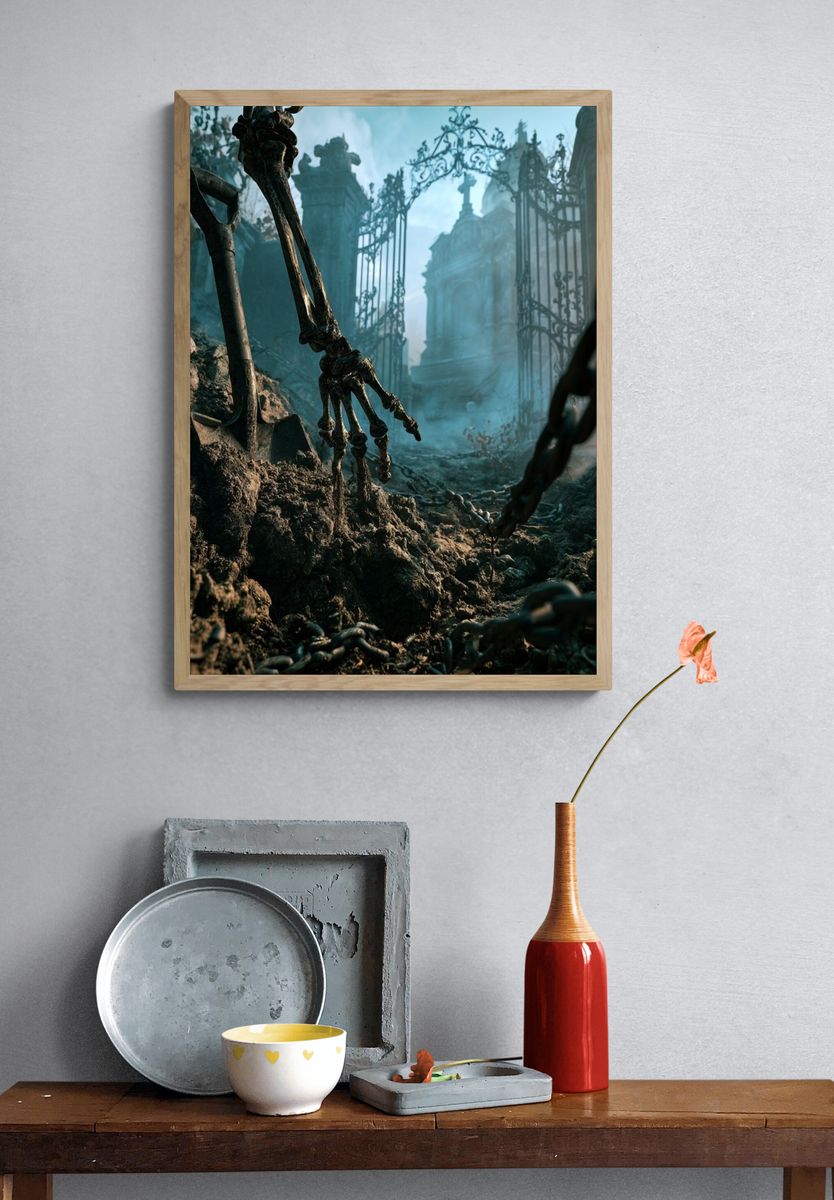 Haunted Graveyard Gate Poster. — room view 3