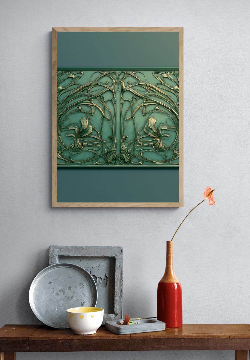 Art Nouveau Floral Ornament Print. — room view 3