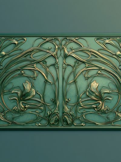 Art Nouveau Floral Ornament Print. poster