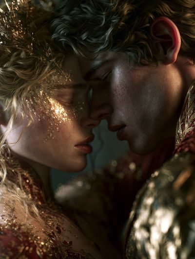 Gilded Lovers Portrait Print. poster