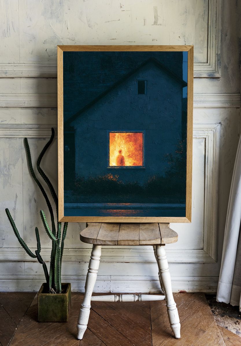 Glowing Window House — Fine-Art Print. — room view 1