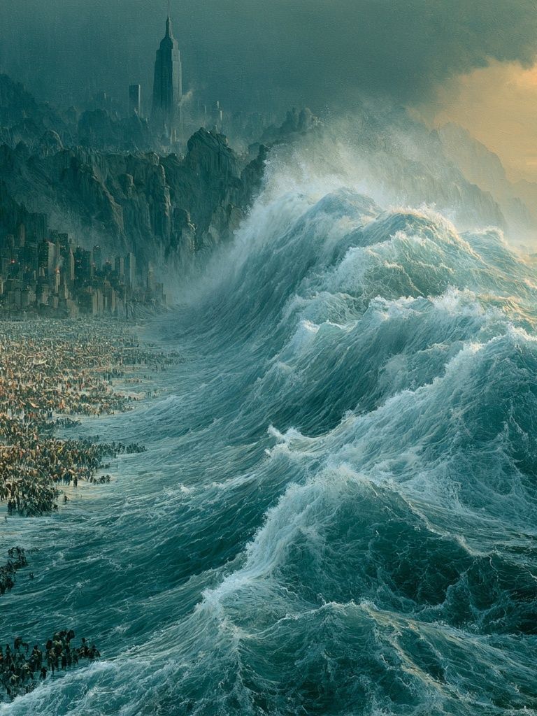 Titanic Wave Cityscape Print. poster detail