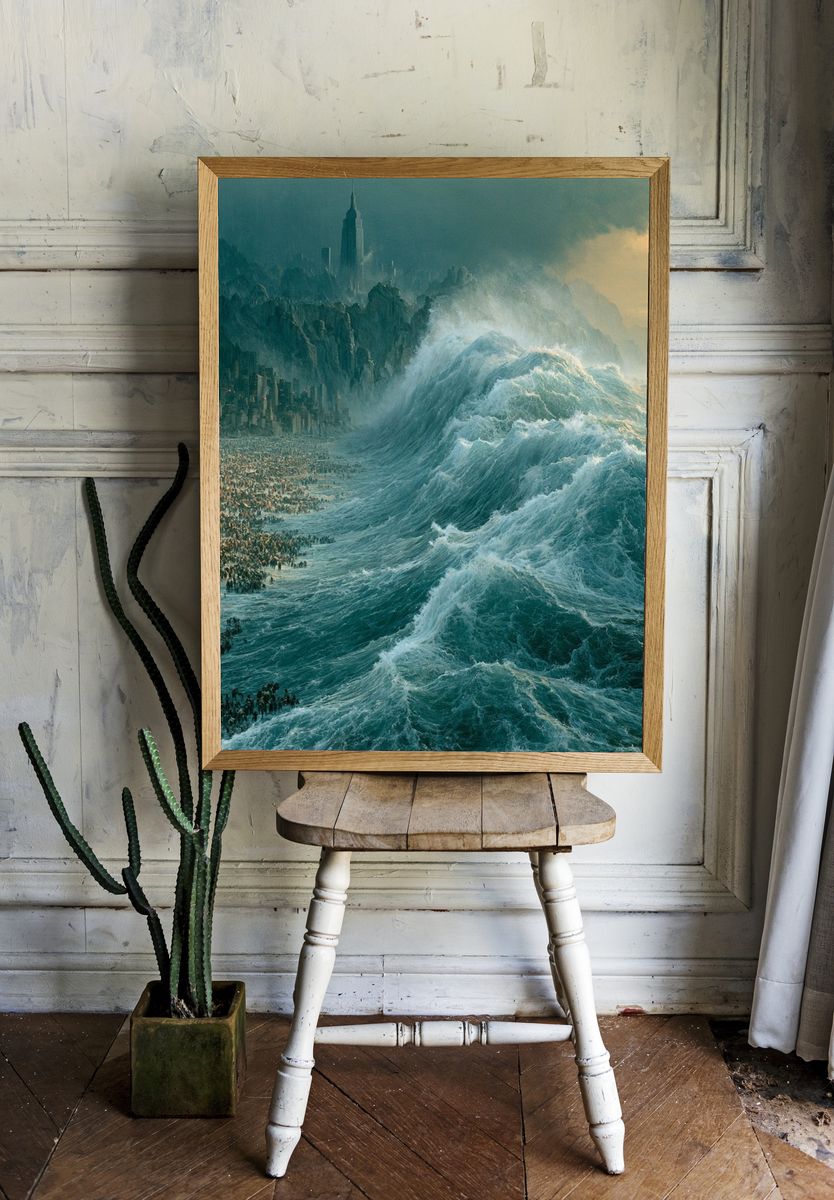 Titanic Wave Cityscape Print. — room view 1