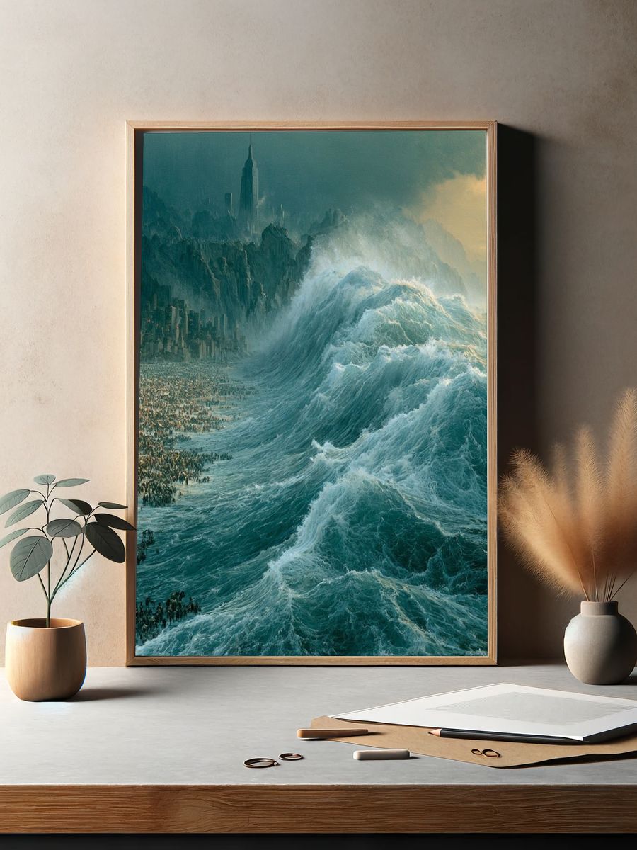 Titanic Wave Cityscape Print. — room view 2
