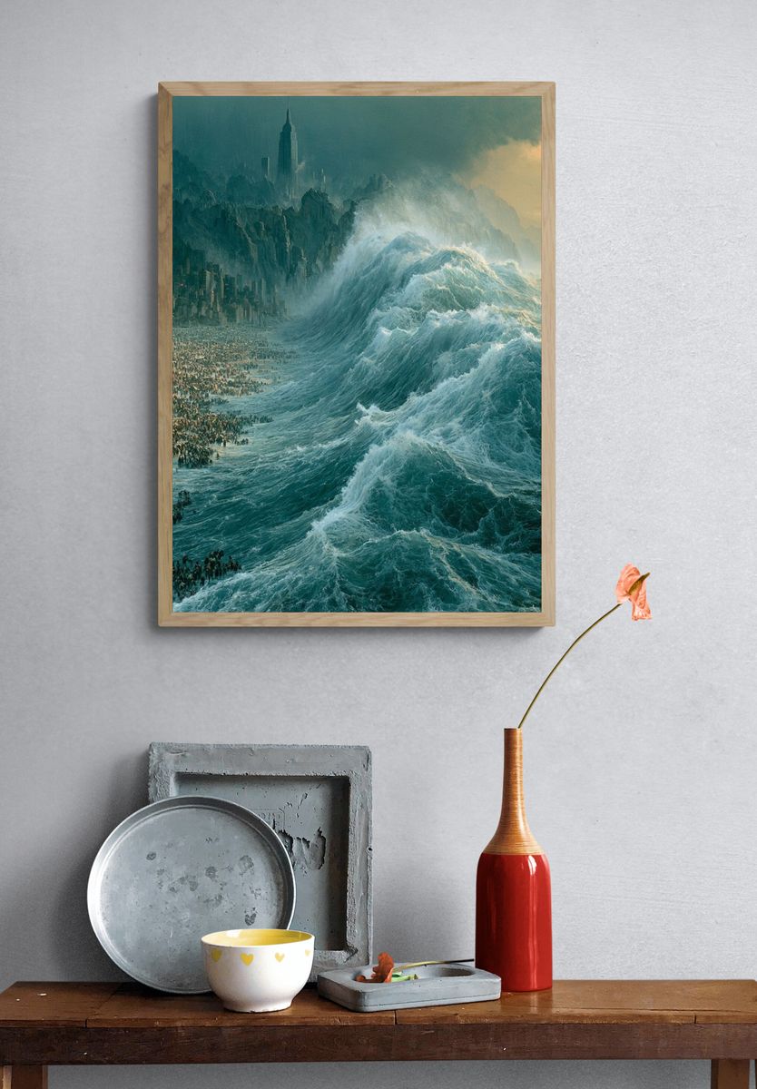 Titanic Wave Cityscape Print. — room view 3