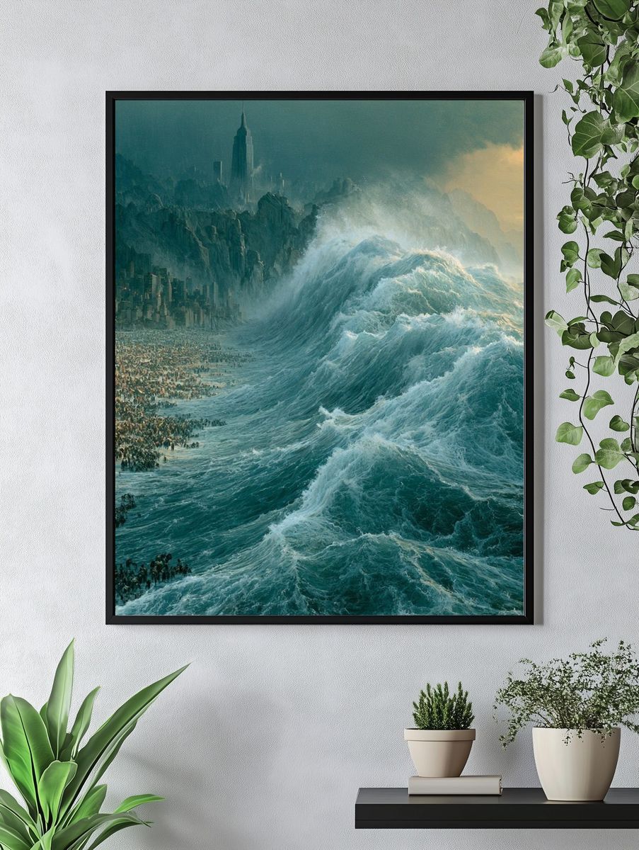 Titanic Wave Cityscape Print. — room view 4