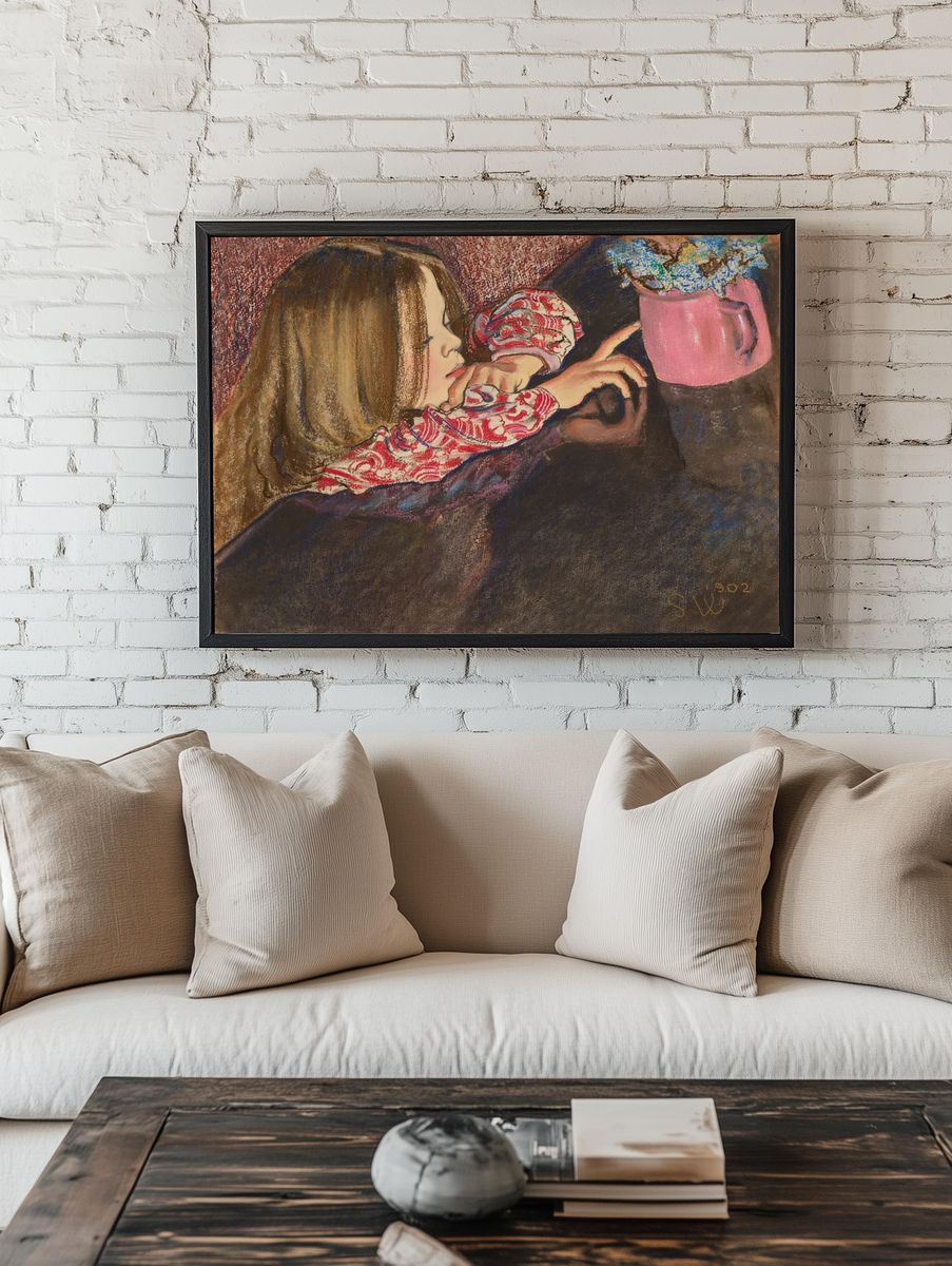 Girl vase flowers (1902) aesthetic. — room view 1