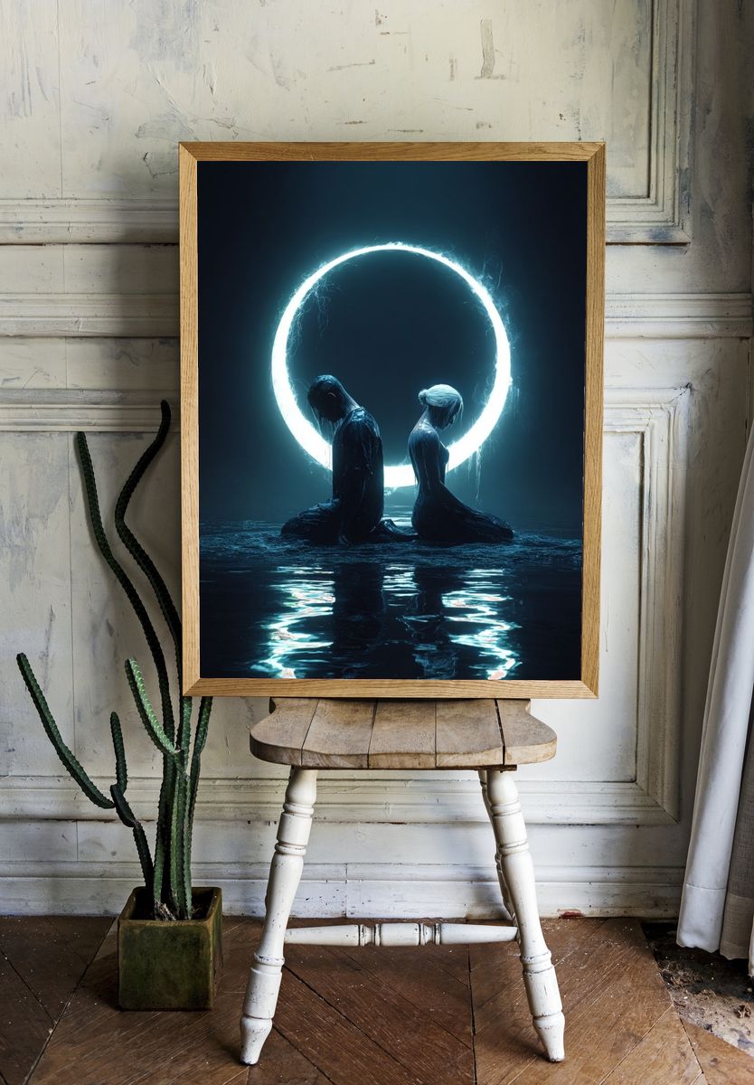 Luminous Moonlit Figures Print. — room view 1