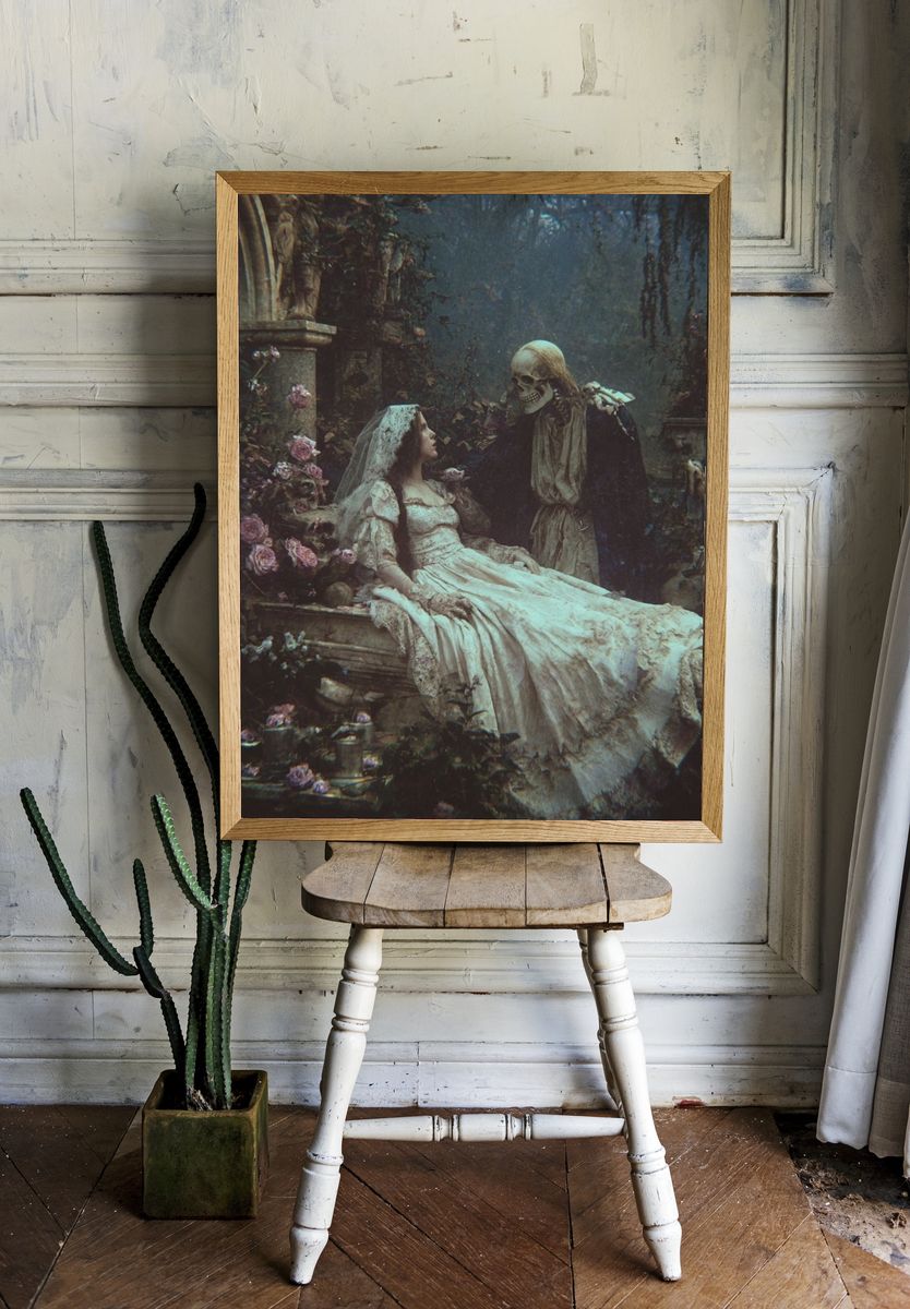 Gothic Skeleton Bride Surrealism Poster. room preview