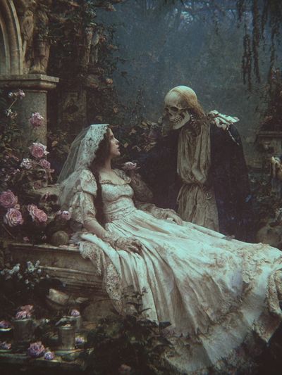 Gothic Skeleton Bride Surrealism Poster.