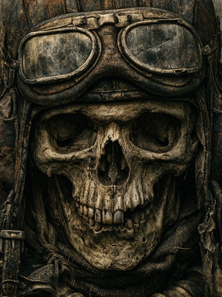 Skull Aviator Horror Print. poster detail