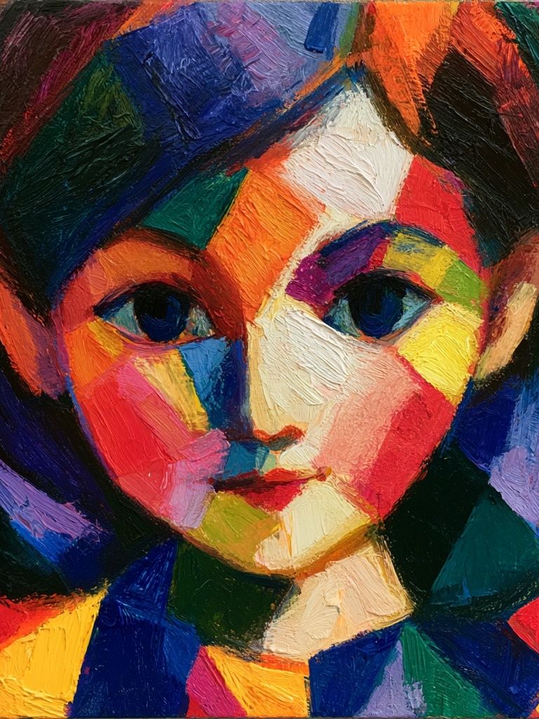 Colorful Cubist Girl Portrait Poster. poster — fine-art art
