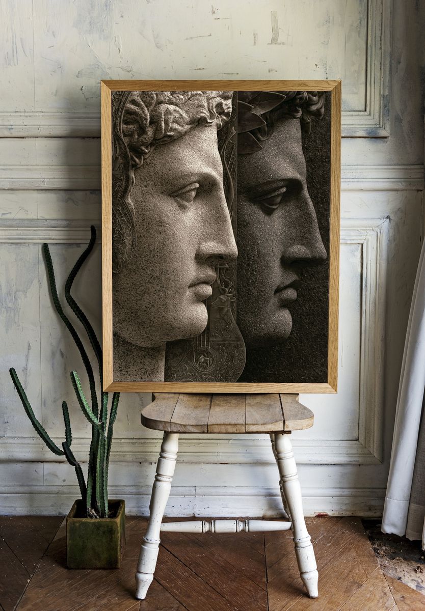 Classical Stone Faces Fine-Art Print. — room view 1