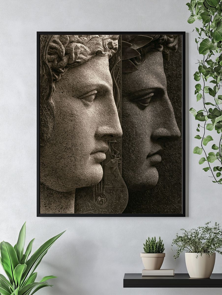 Classical Stone Faces Fine-Art Print. — room view 4
