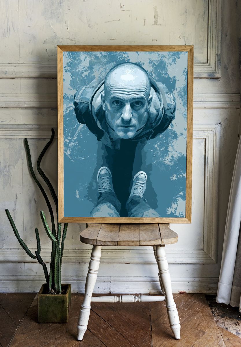 Surreal Blue Portrait Print. — room view 1