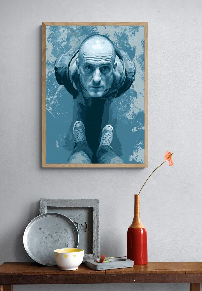 Surreal Blue Portrait Print. — room view 3