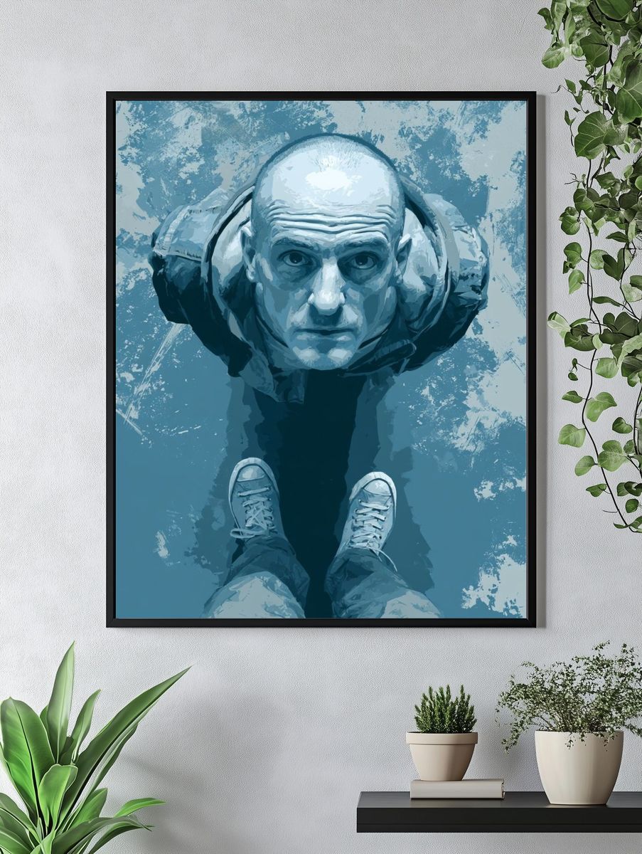 Surreal Blue Portrait Print. — room view 4