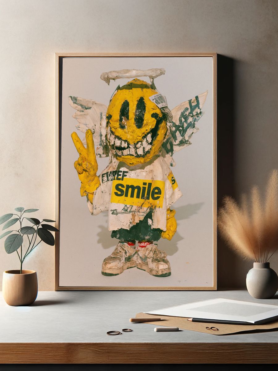 Smiling Figure Collage Print. — room view 2