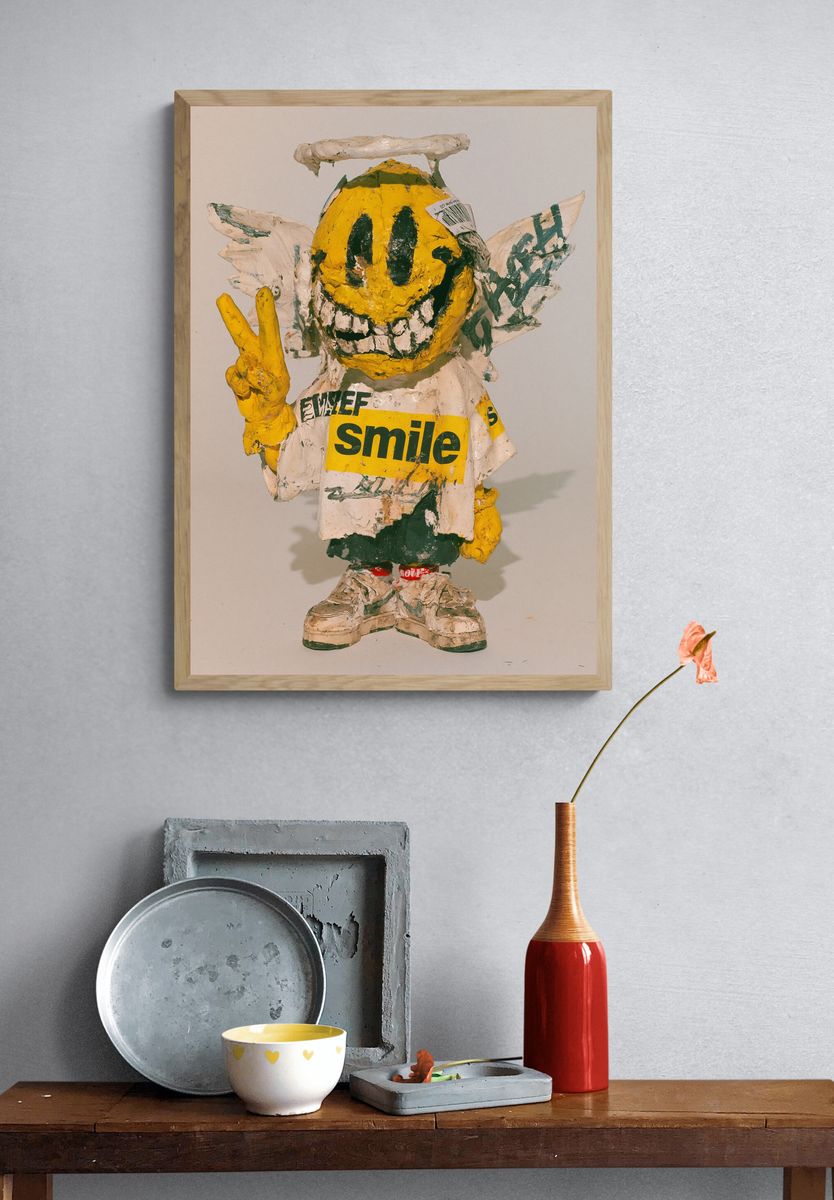 Smiling Figure Collage Print. — room view 3
