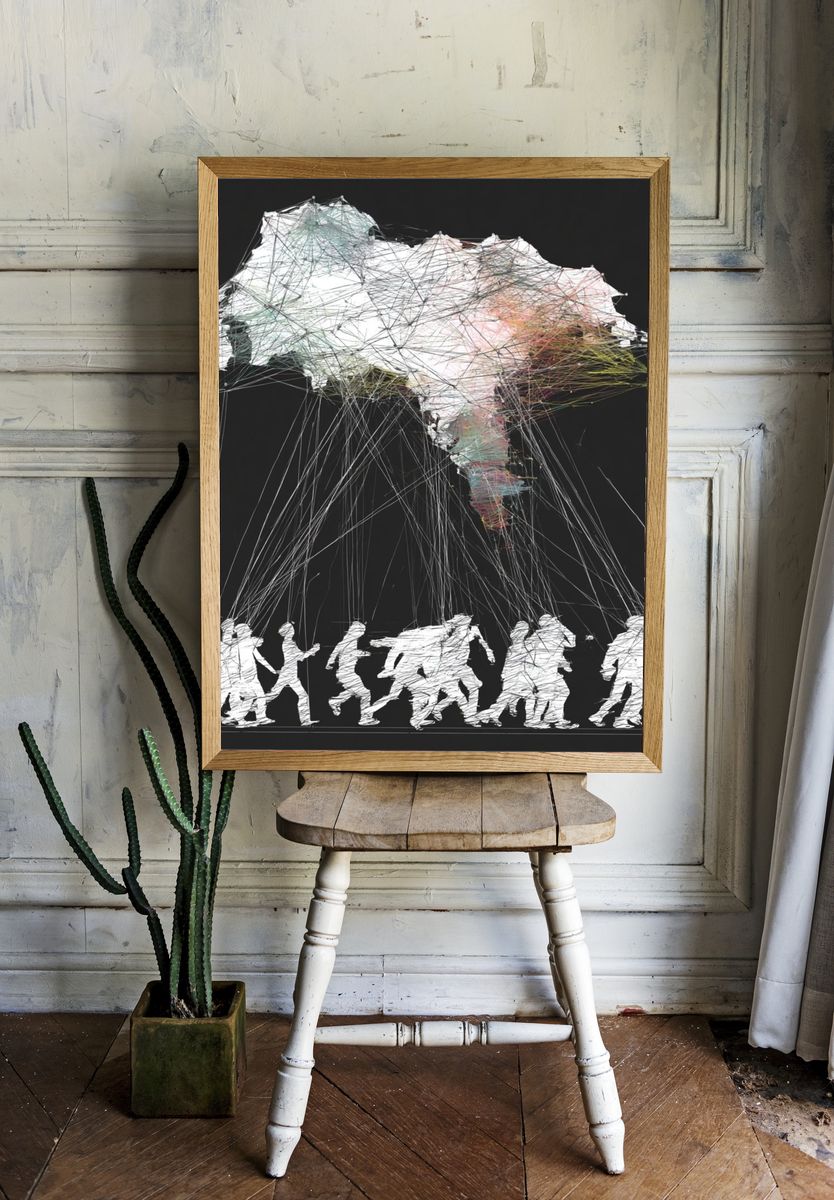 Parachute Crowd Abstract Poster. room preview