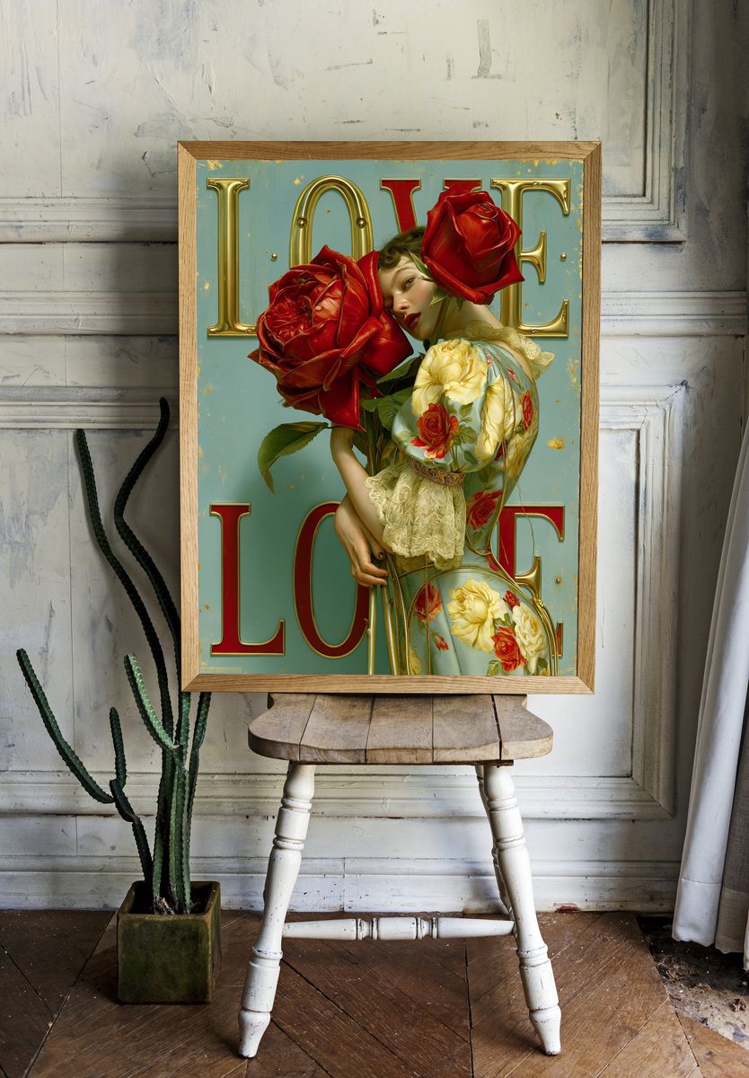 Love Roses Portrait Print. — room view 1