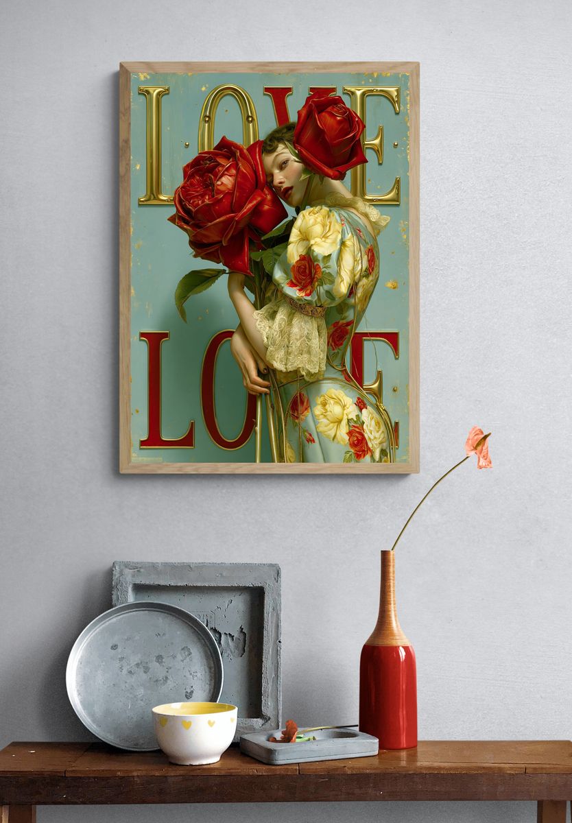 Love Roses Portrait Print. — room view 3