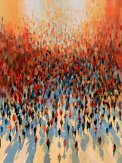 Crowd in Warm Light Abstract Poster. poster