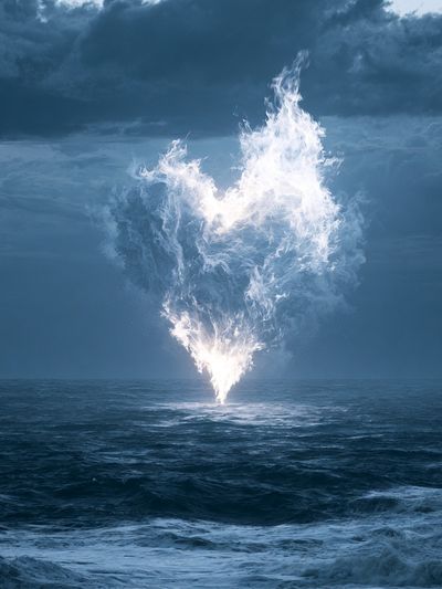Ocean Firestorm Surrealism Print.