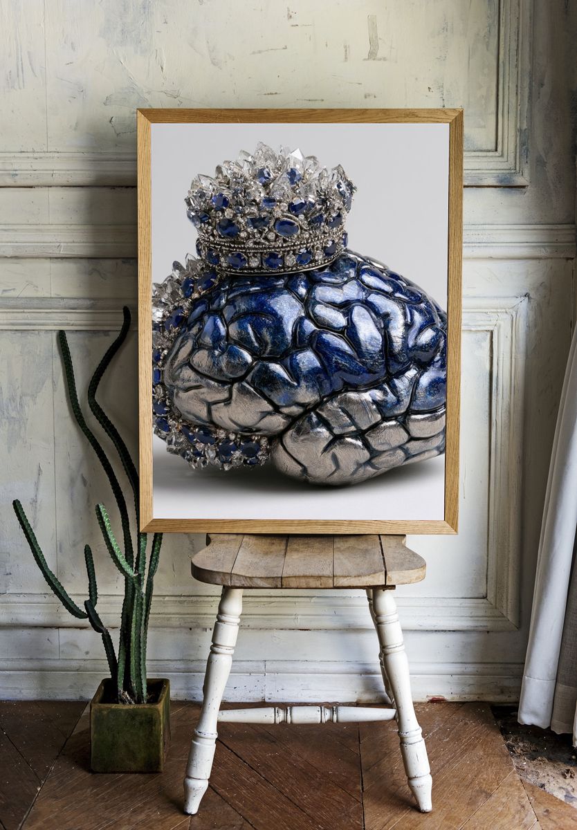 Jeweled Brain Sculpture Print. room preview