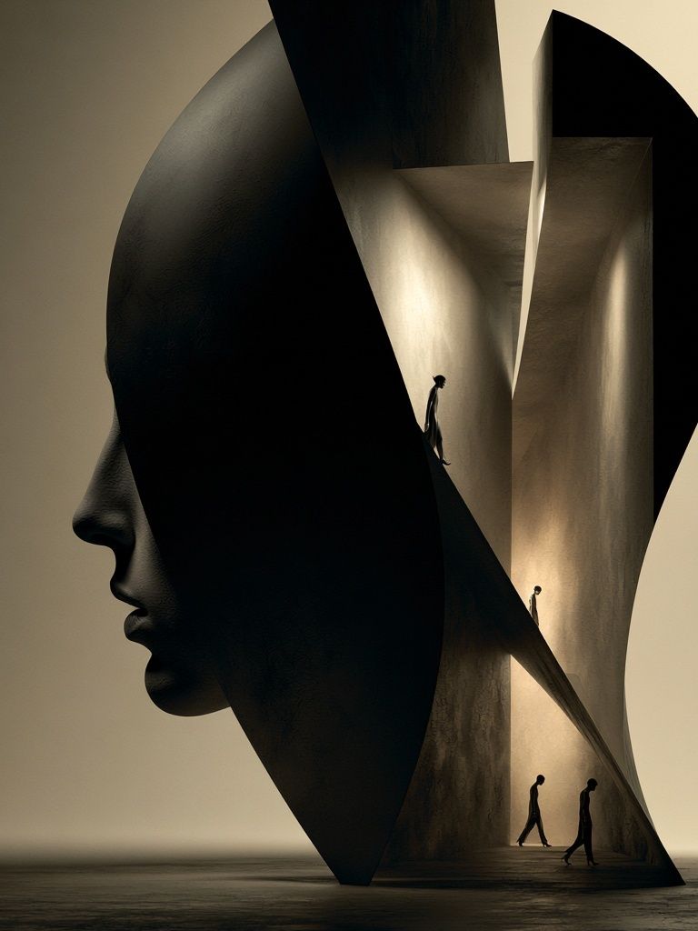 Surreal Face Silhouette Print. poster detail