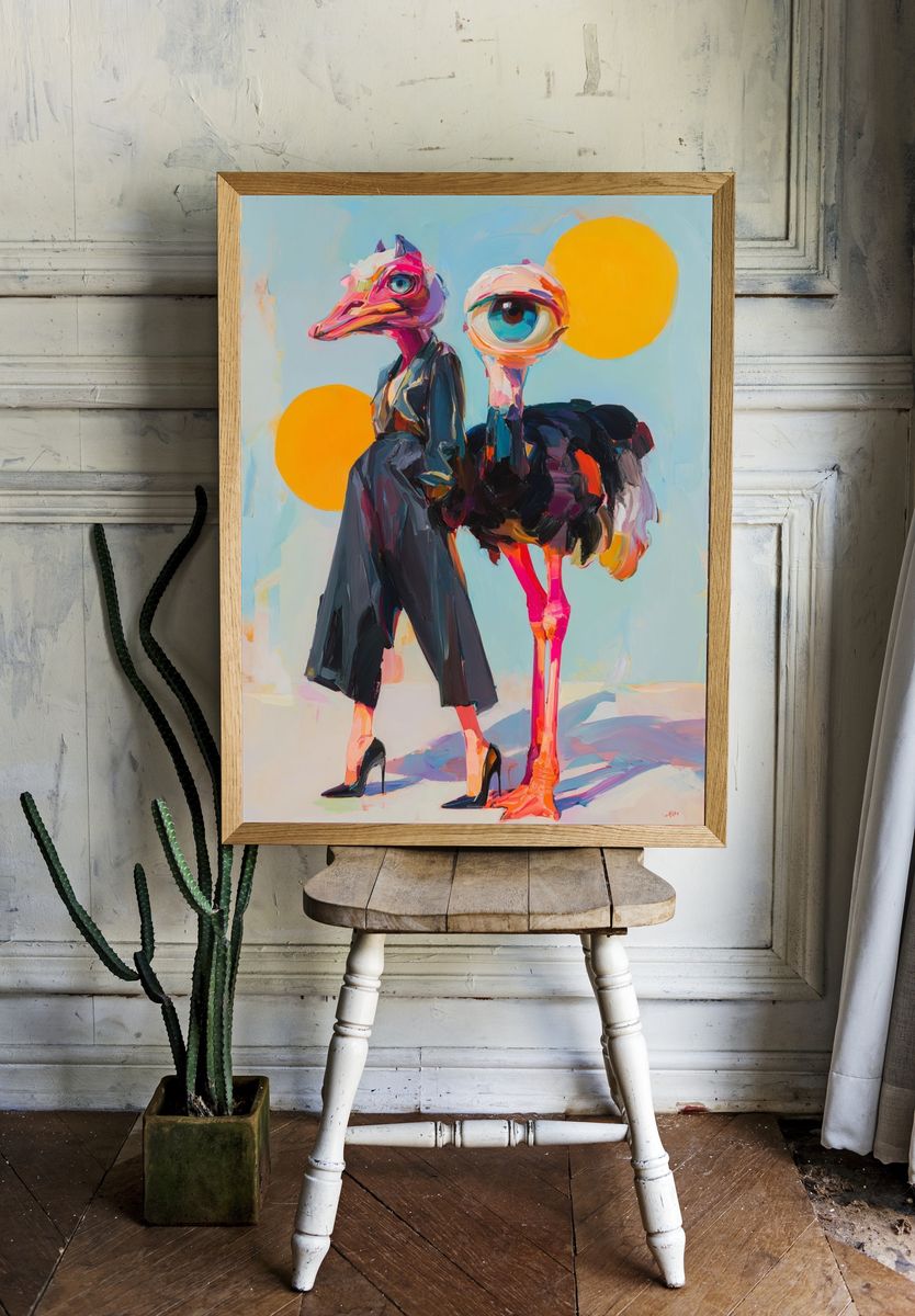 Surreal Ostrich Fashion Print room preview