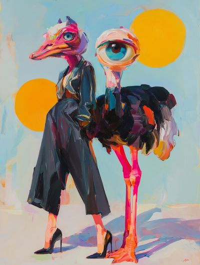 Surreal Ostrich Fashion Print. poster