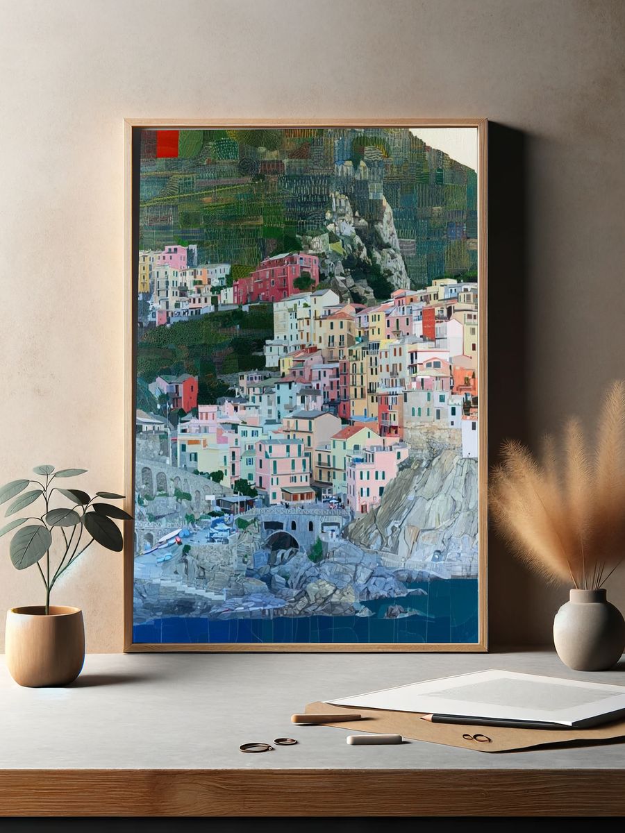 Cinque Terre Coastal Village Print. — room view 2