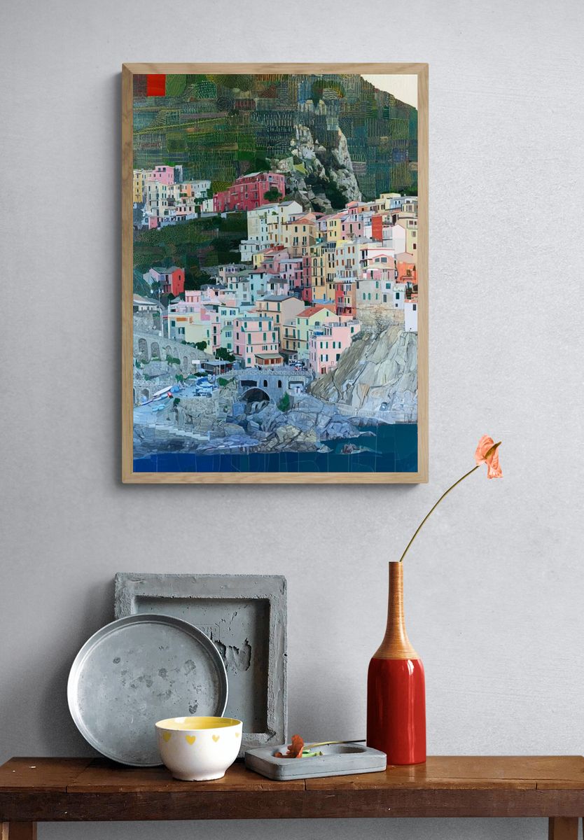 Cinque Terre Coastal Village Print. — room view 3