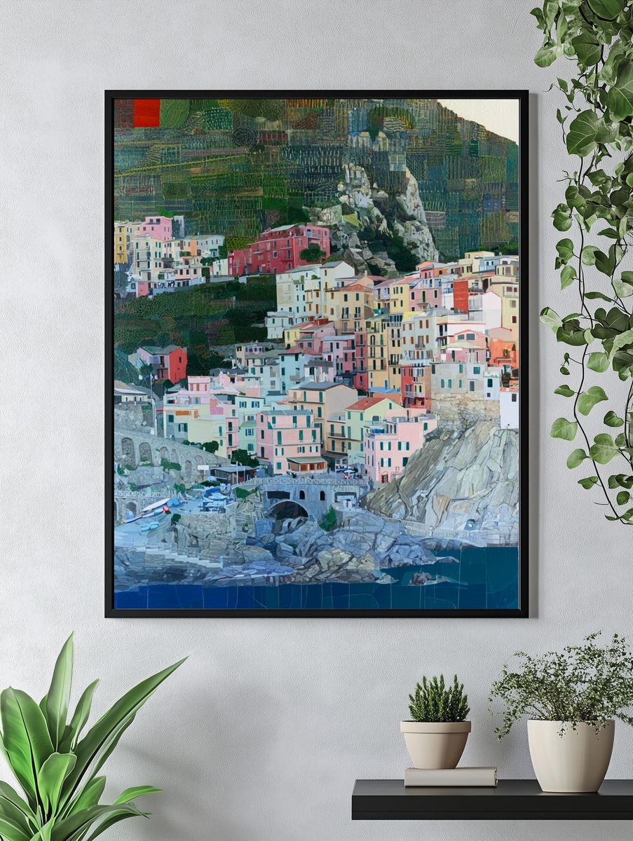 Cinque Terre Coastal Village Print. — room view 4