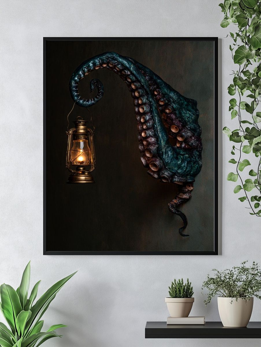 Octopus Lantern Surrealism Print. — room view 4