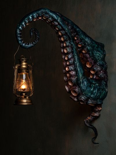 Octopus Lantern Surrealism Print. poster
