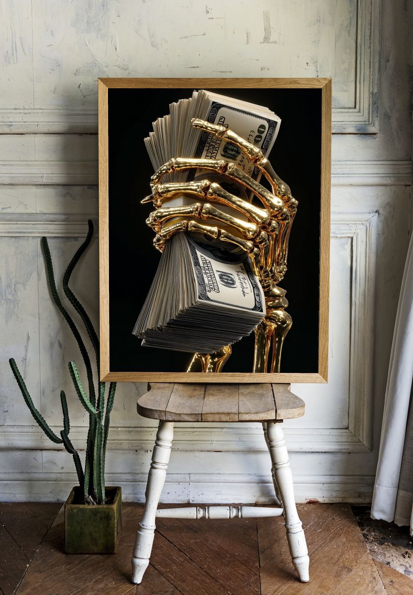Golden Money Skeleton Poster. — room view 1