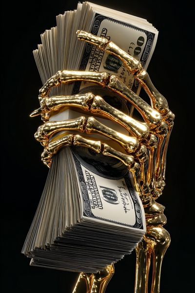 Golden Money Skeleton Poster. poster print