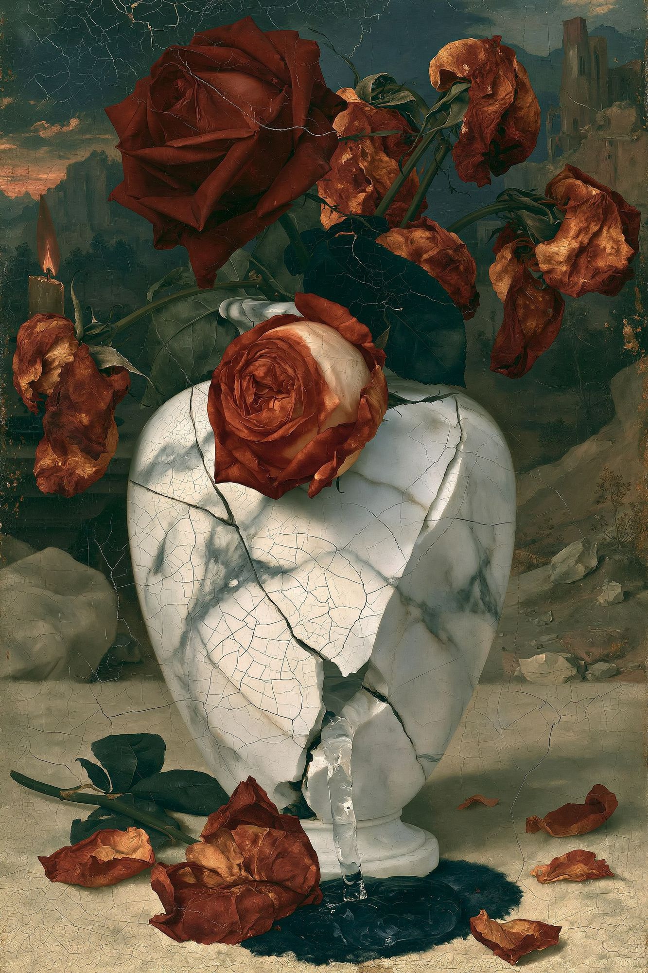 Withered Roses Surrealism Print. poster — fine-art art
