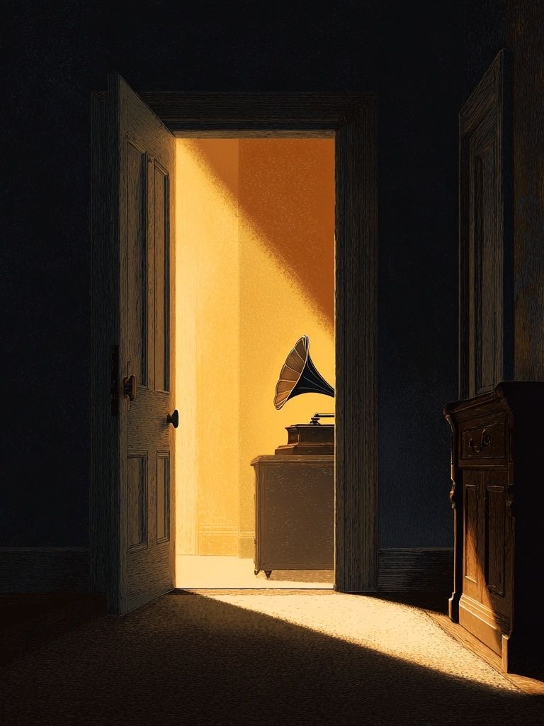 Sunlit Gramophone Room — Fine-Art Print. poster — fine-art art