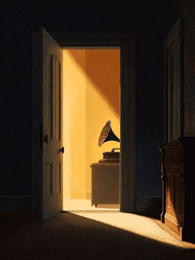 Sunlit Gramophone Room — Fine-Art Print. poster print