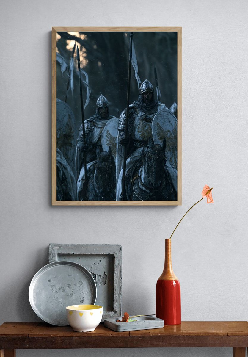 Armored Knights in the Rain Poster. — room view 3