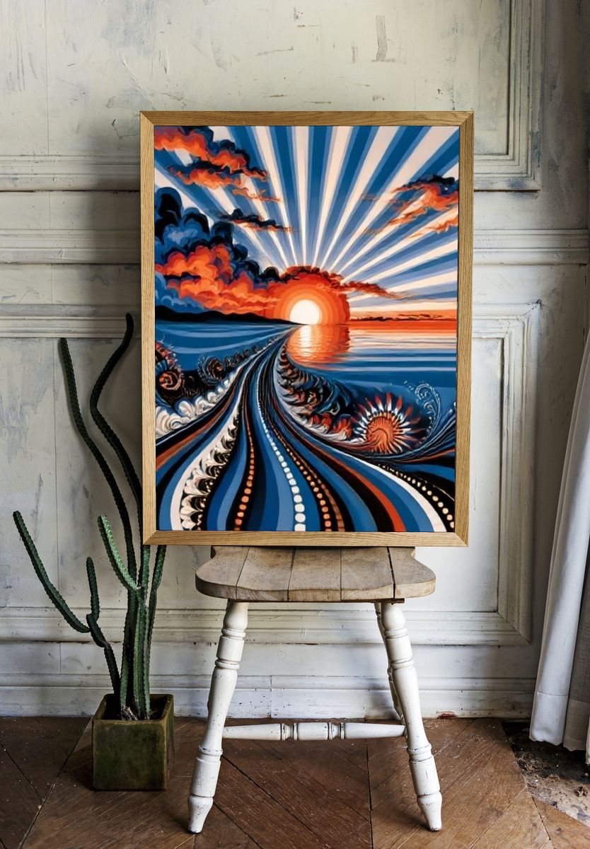 Sunset Ocean Wave Fine-Art Print. — room view 1
