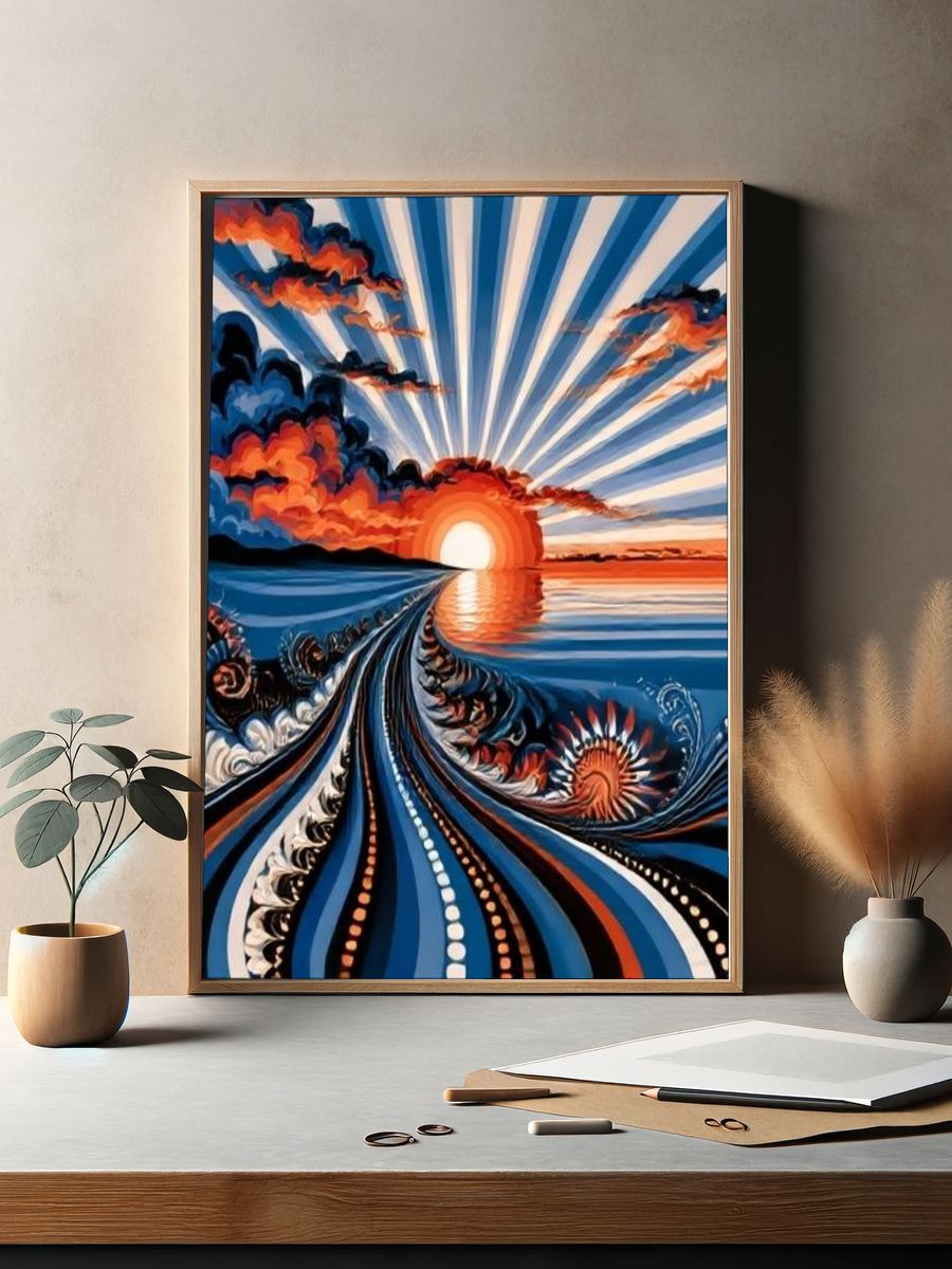 Sunset Ocean Wave Fine-Art Print. — room view 2