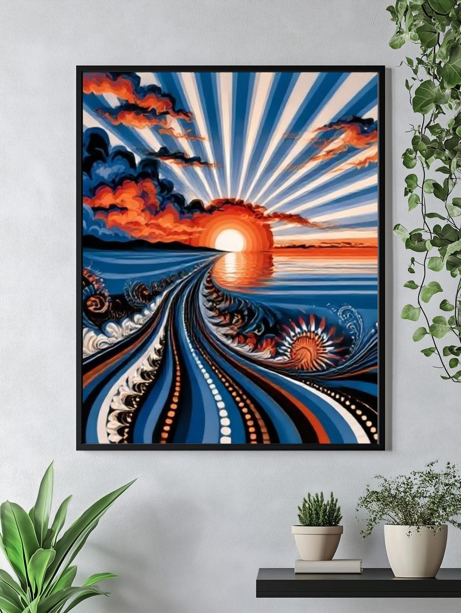 Sunset Ocean Wave Fine-Art Print. — room view 4
