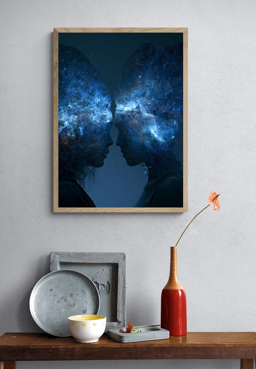 Cosmic Lovers Surrealism Poster. — room view 3