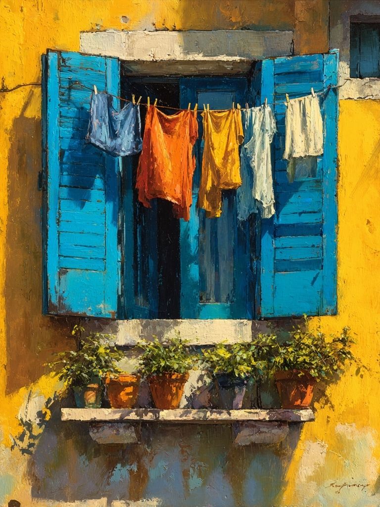 Mediterranean Window Scene Poster. poster — fine-art art