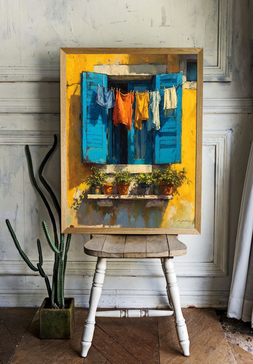 Mediterranean Window Scene Poster. room preview